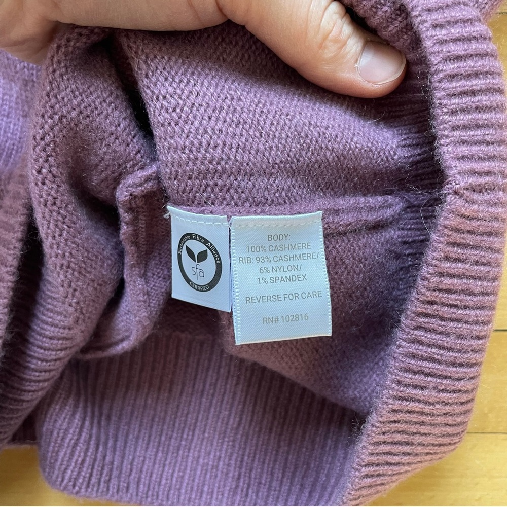 Garnet Hill Cashmere Crewneck Sweater in Plum - Picture 7 of 9